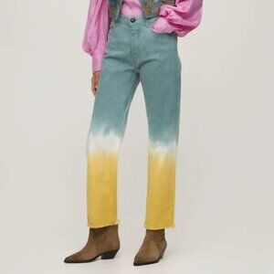 Etro Teal Dip Dye Straight Jeans